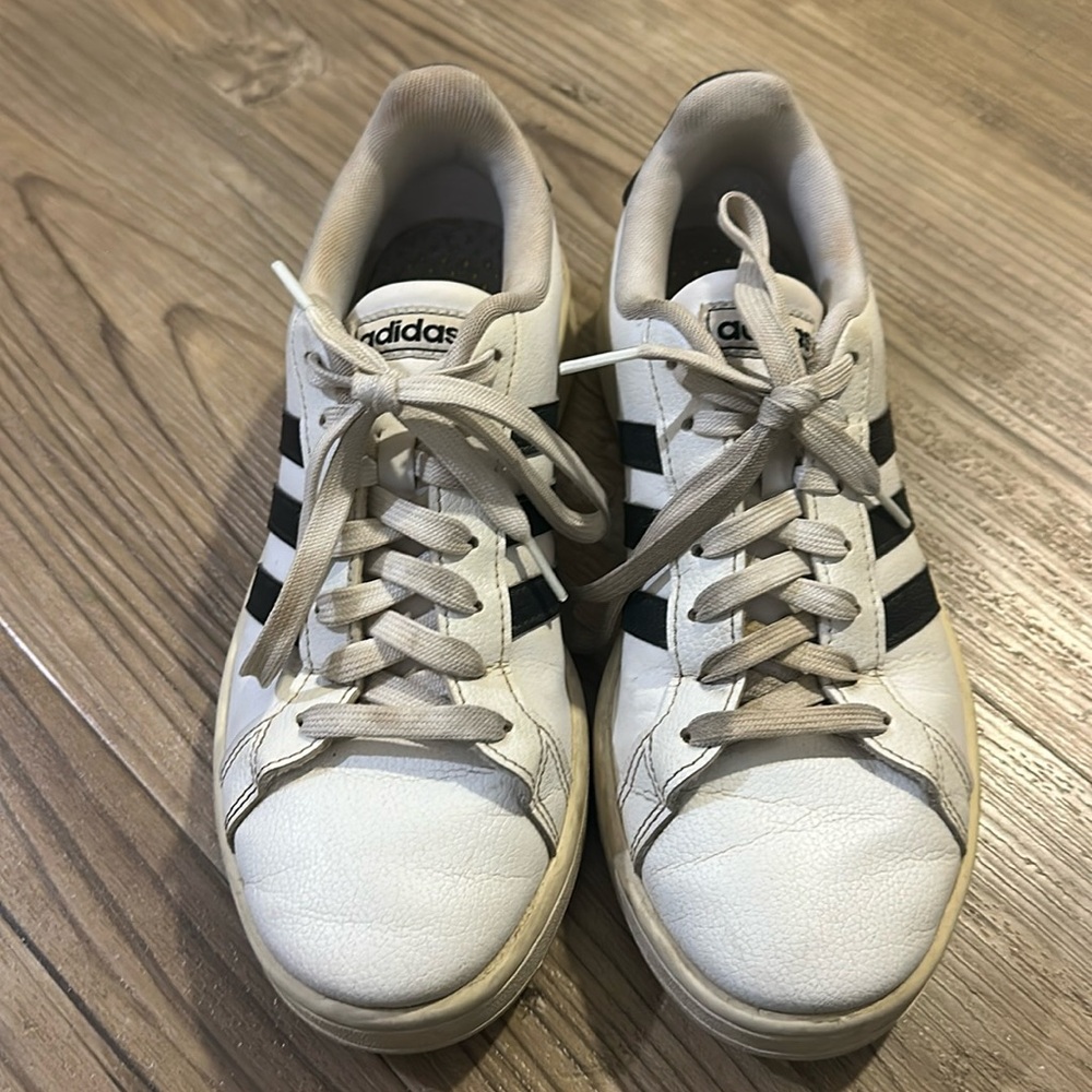 ADIDAS Women's Grand Court Base Sneakers | White/Black | US Size 7